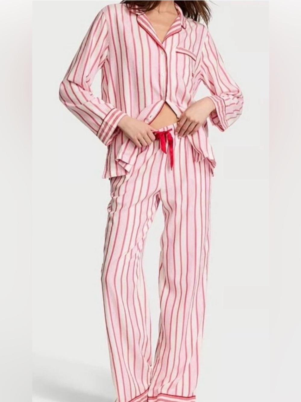 Victoria’s Secret Classic Pajamas PJs
Pink/Red/ White Stripes Lounge Set Large